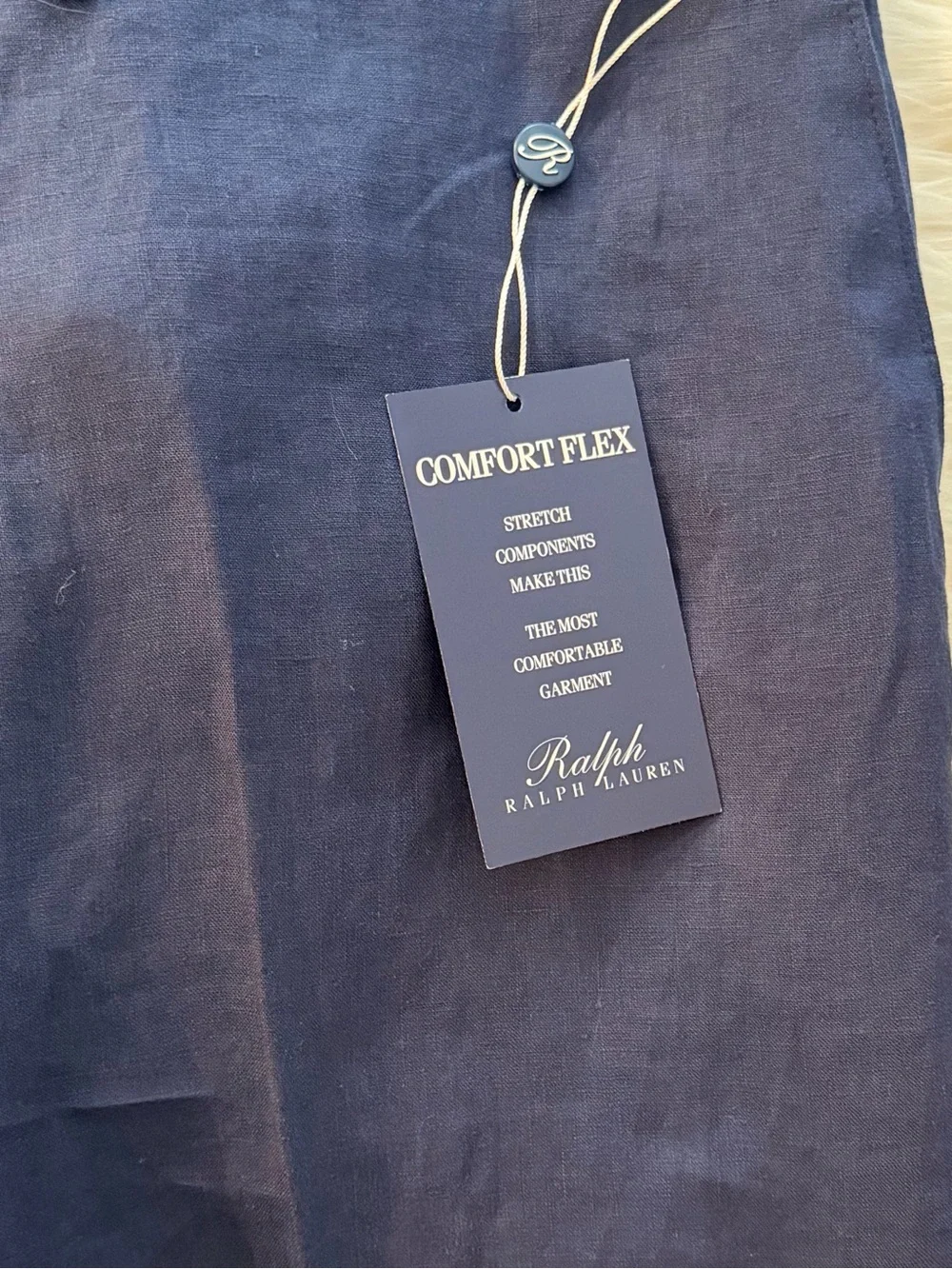 Ralph Lauren Navy Linen-Blend Trousers